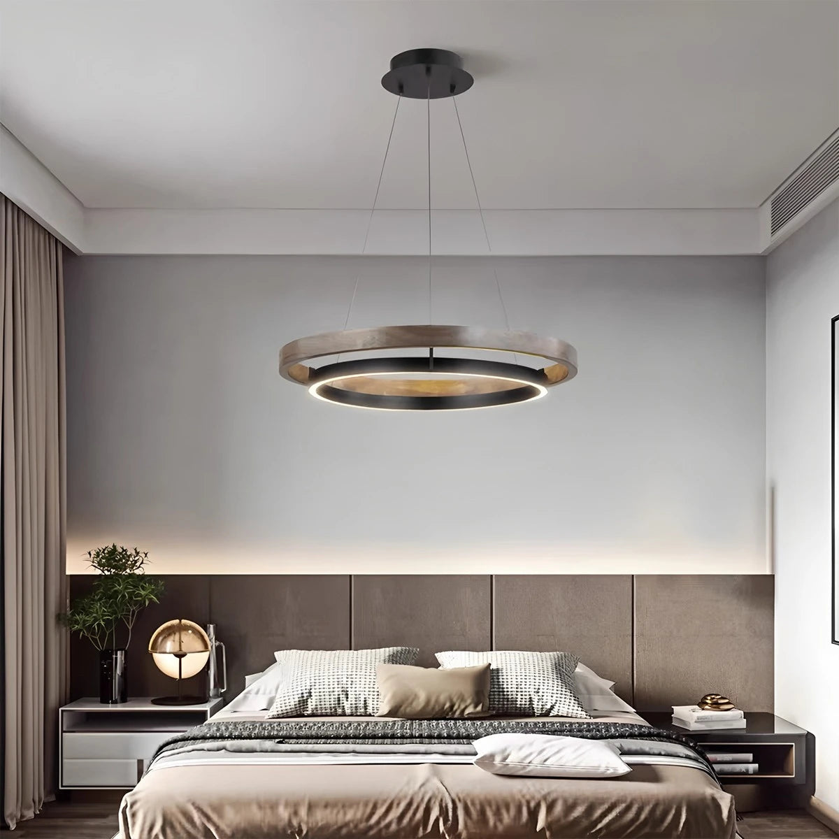 Antizer Circular LED Wood Chandelier for Dining Room