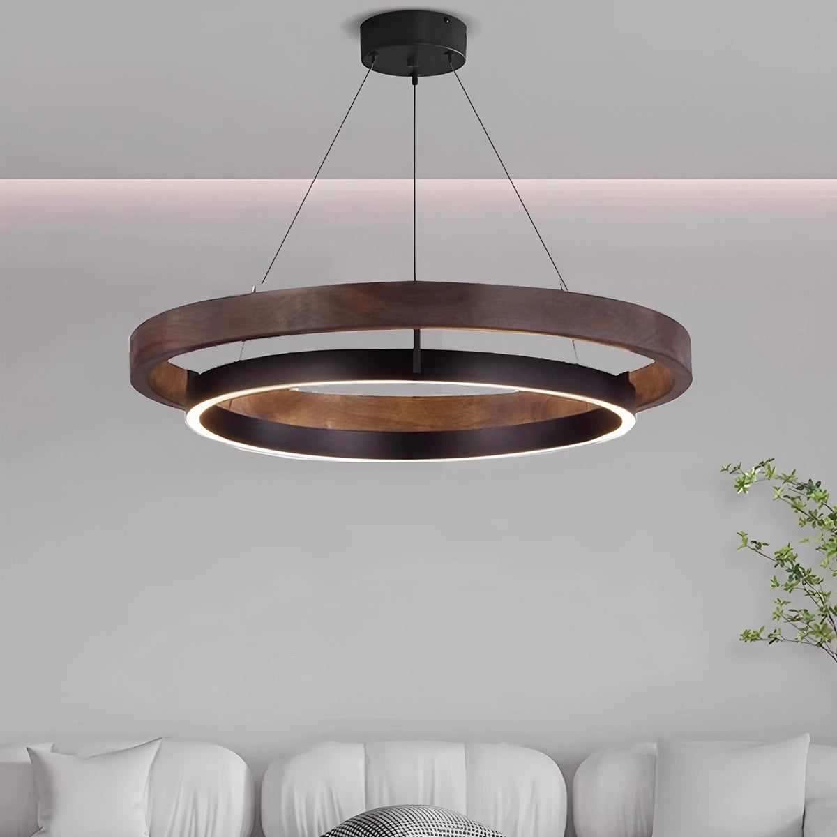 Antizer Circular LED Wood Chandelier for Dining Room