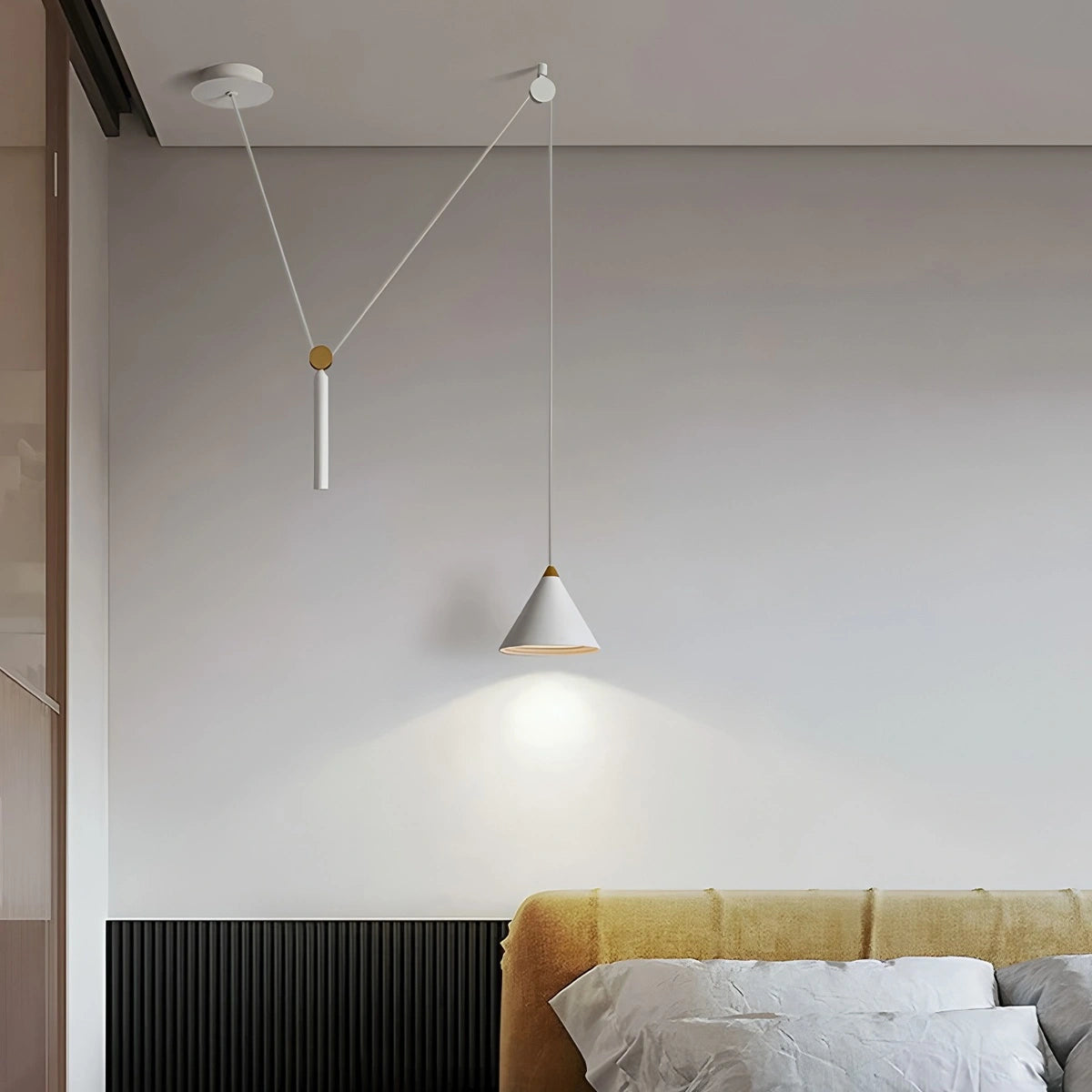 Antizer Cone Counterweight Pulley Swag Pendant Lamp