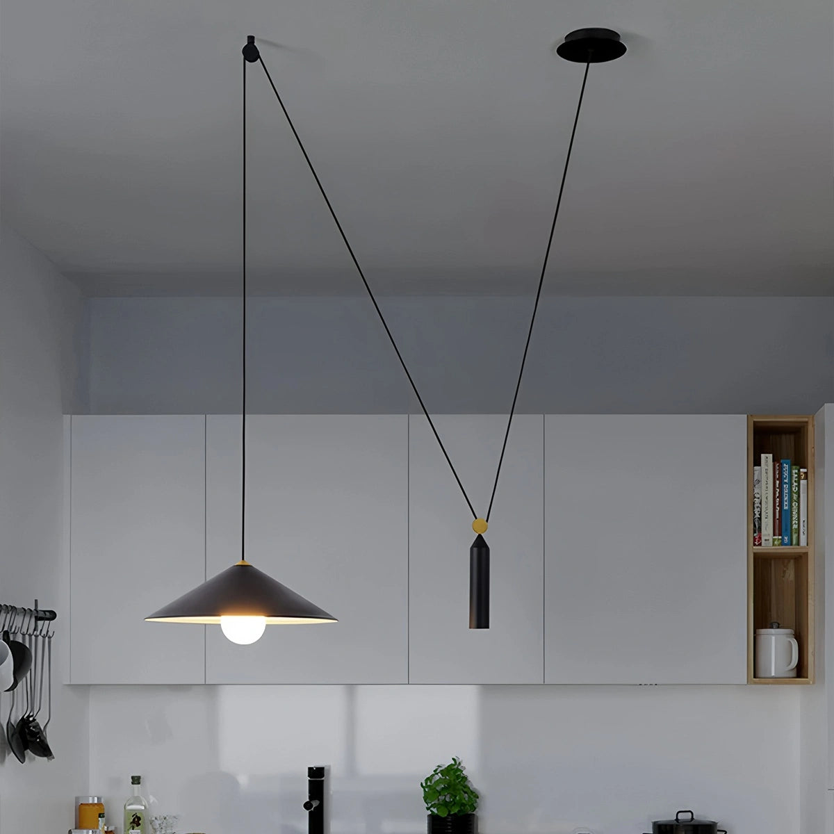 Antizer Cone Counterweight Pulley Swag Pendant Lamp