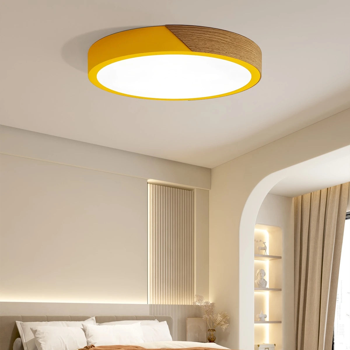 Antizer Minimalist Wood Ceiling Light for Bedroom