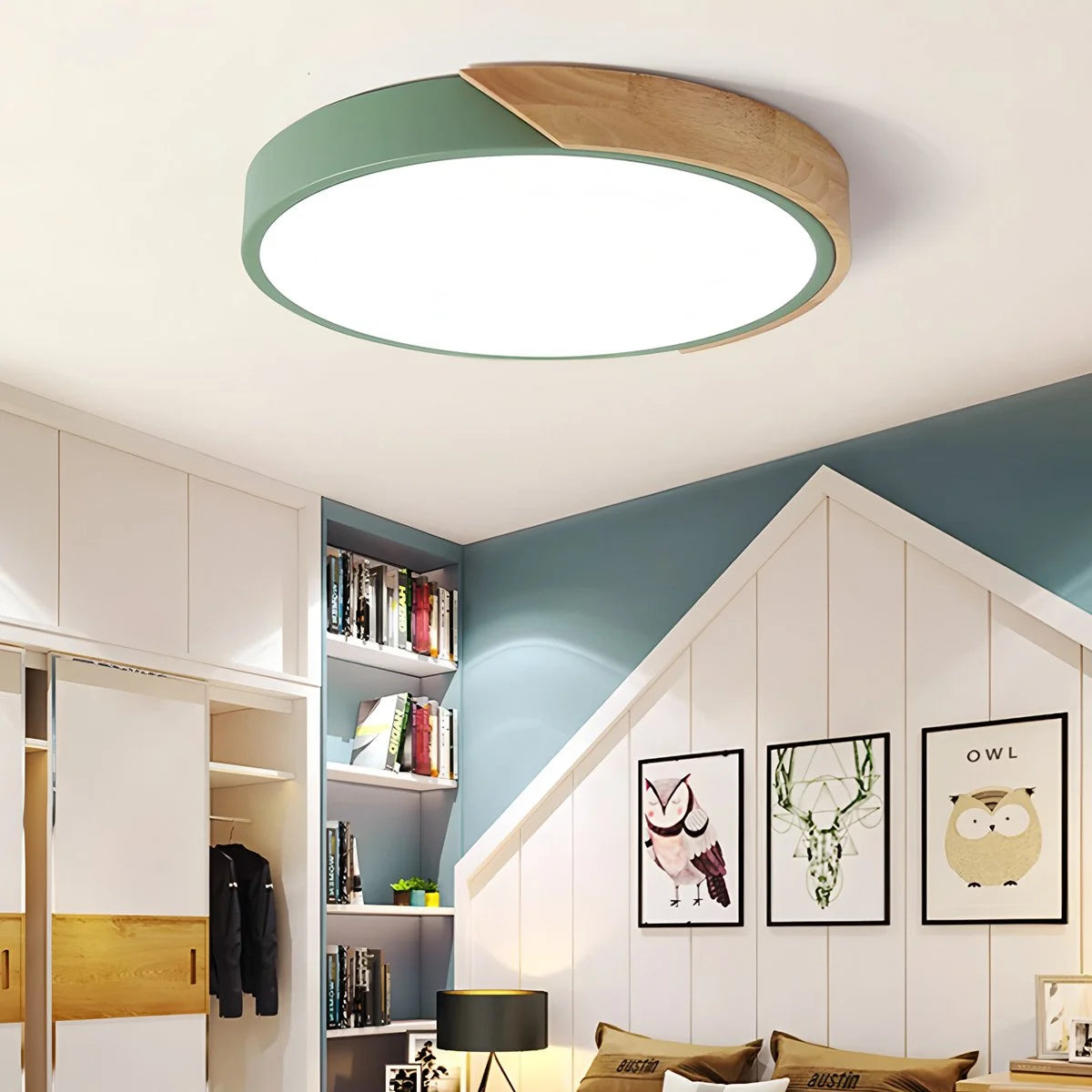 Antizer Minimalist Wood Ceiling Light for Bedroom