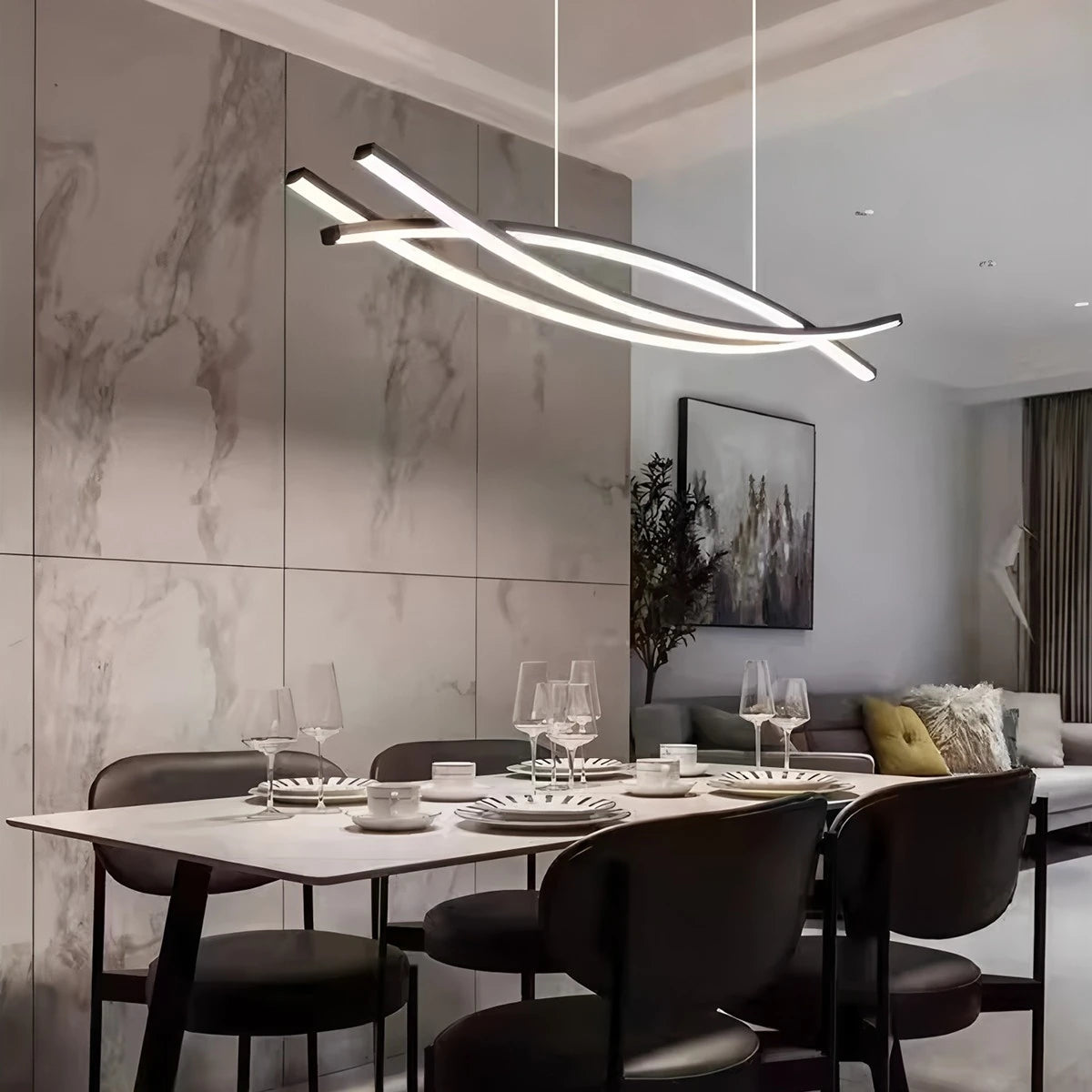Antizer Eraj Curved LED Pendant Light for Kitchen Island