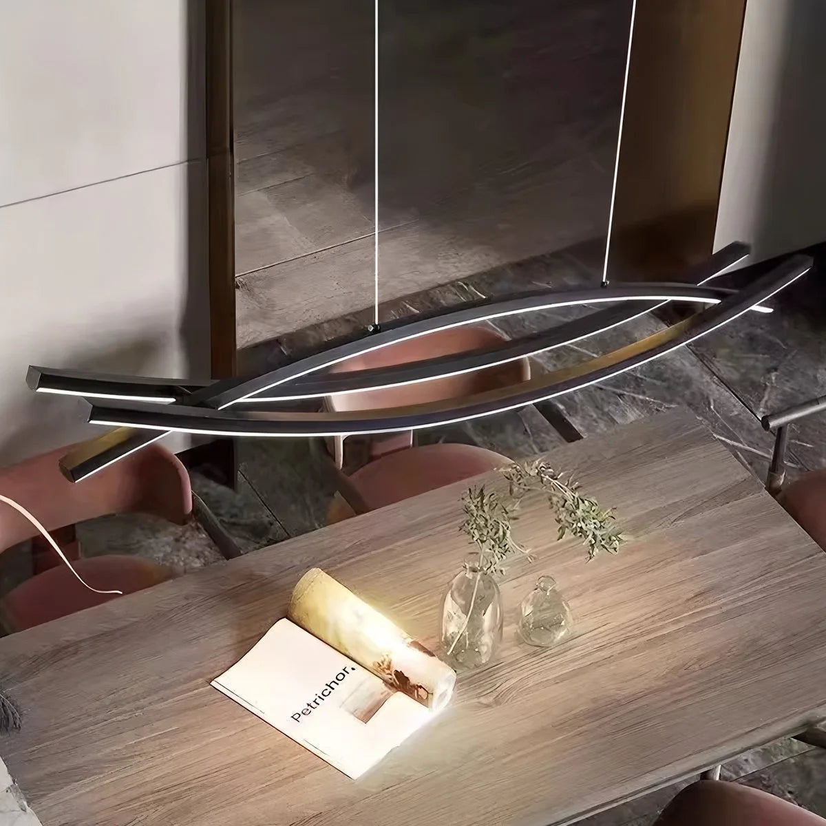 Antizer Eraj Curved LED Pendant Light for Kitchen Island