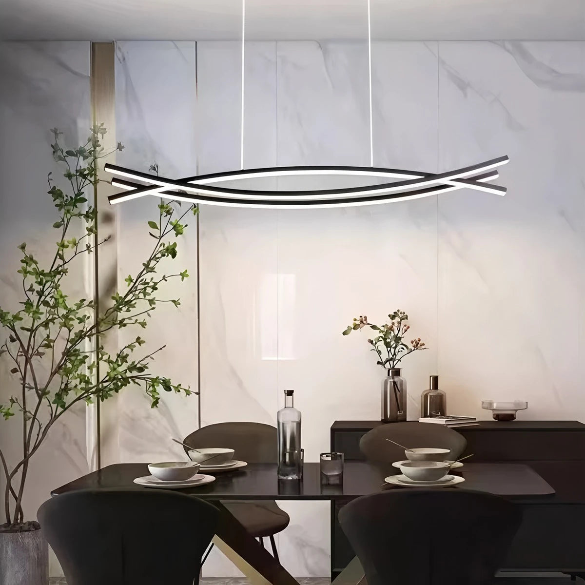 Antizer Eraj Curved LED Pendant Light for Kitchen Island