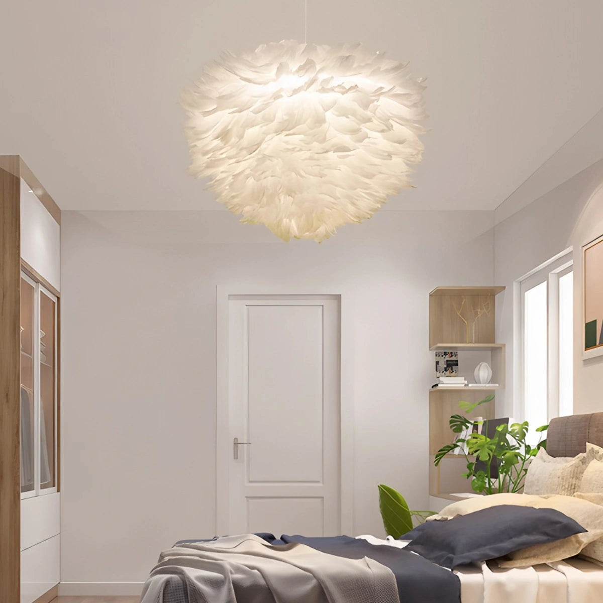 Antizer Goose Feather Pendant Light for Bedroom