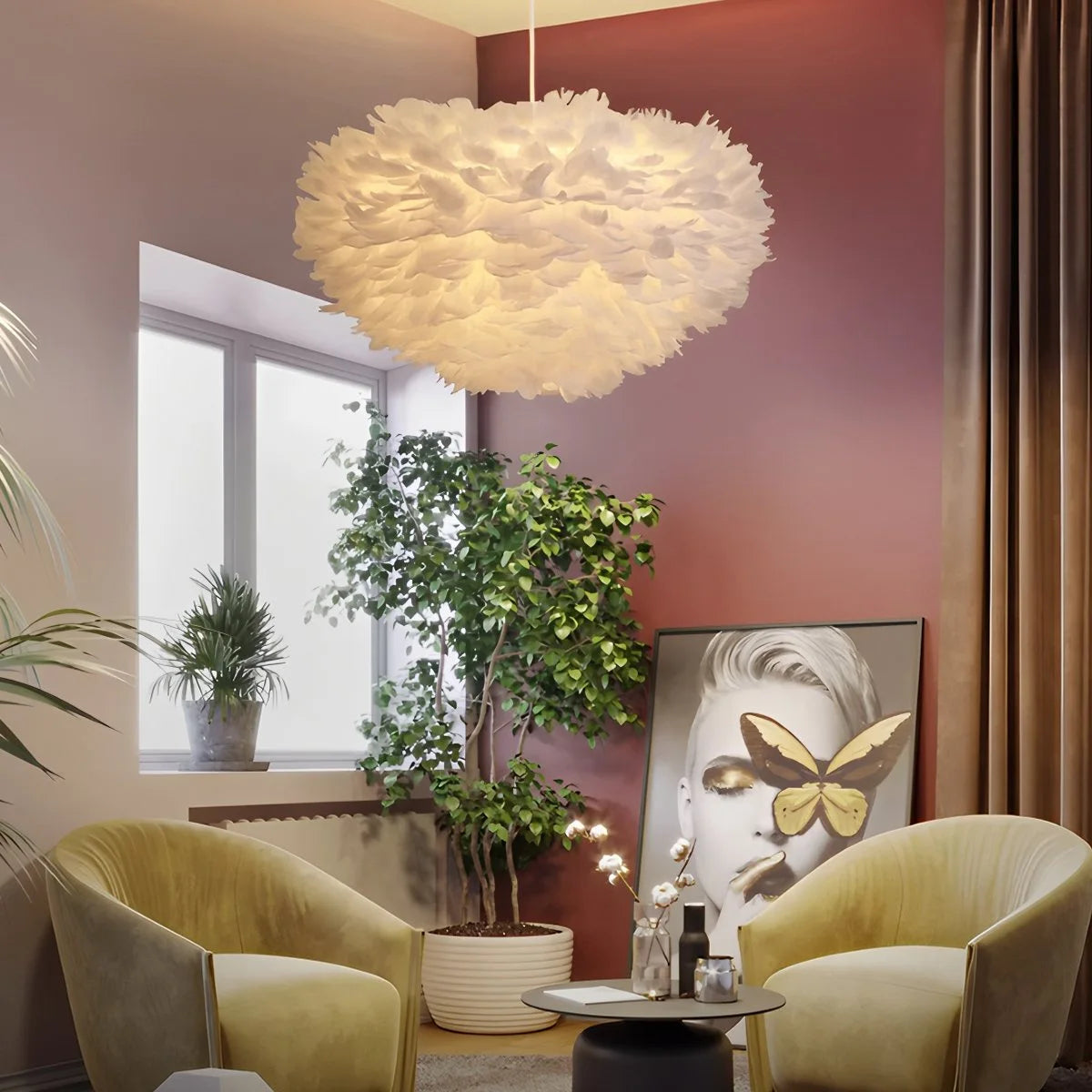 Antizer Goose Feather Pendant Light for Bedroom