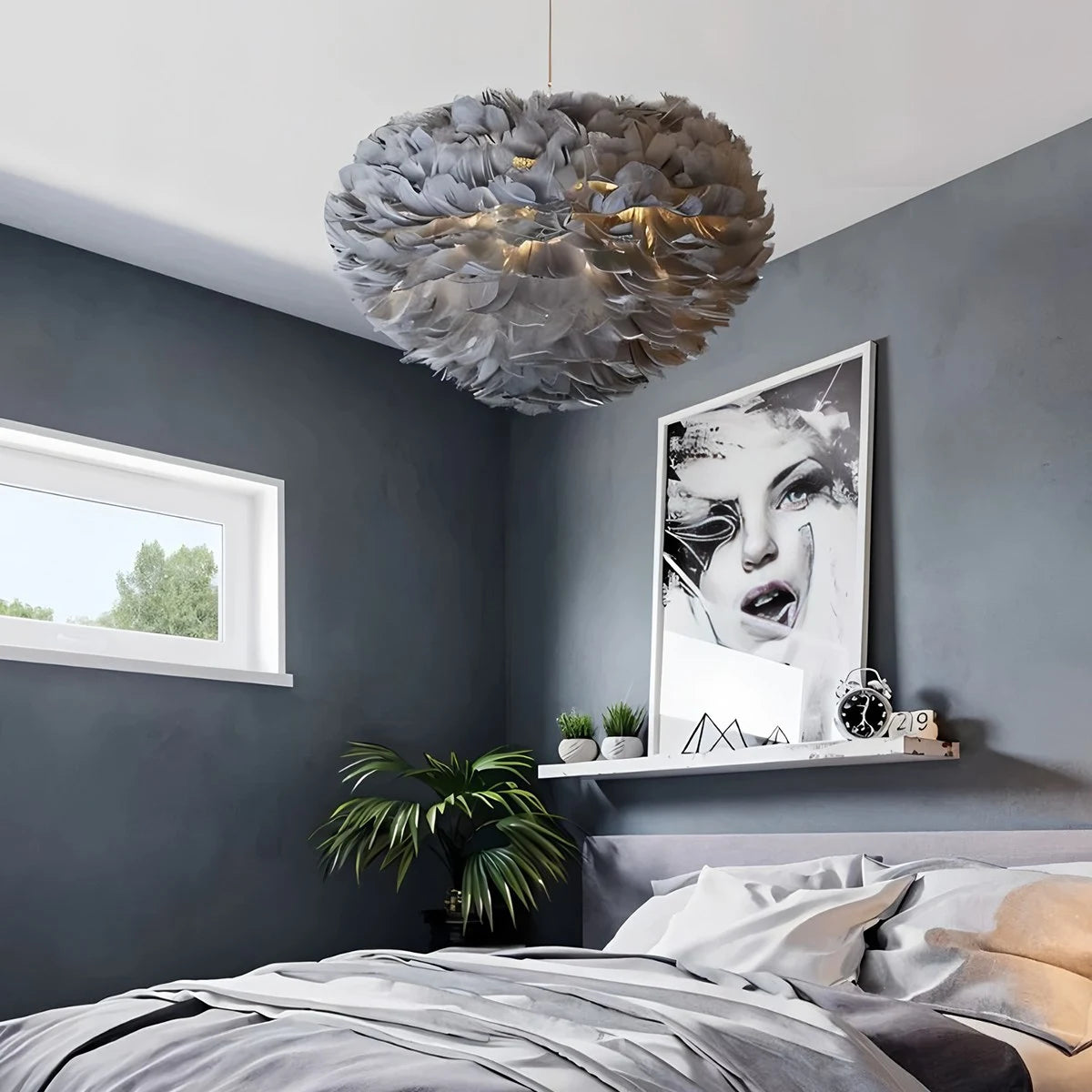 Antizer Goose Feather Pendant Light for Bedroom