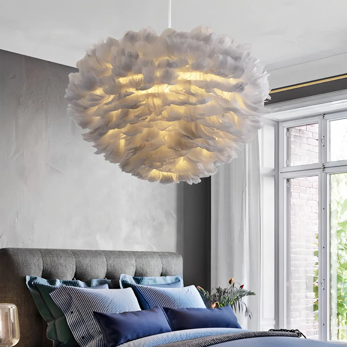 Antizer Goose Feather Pendant Light for Bedroom