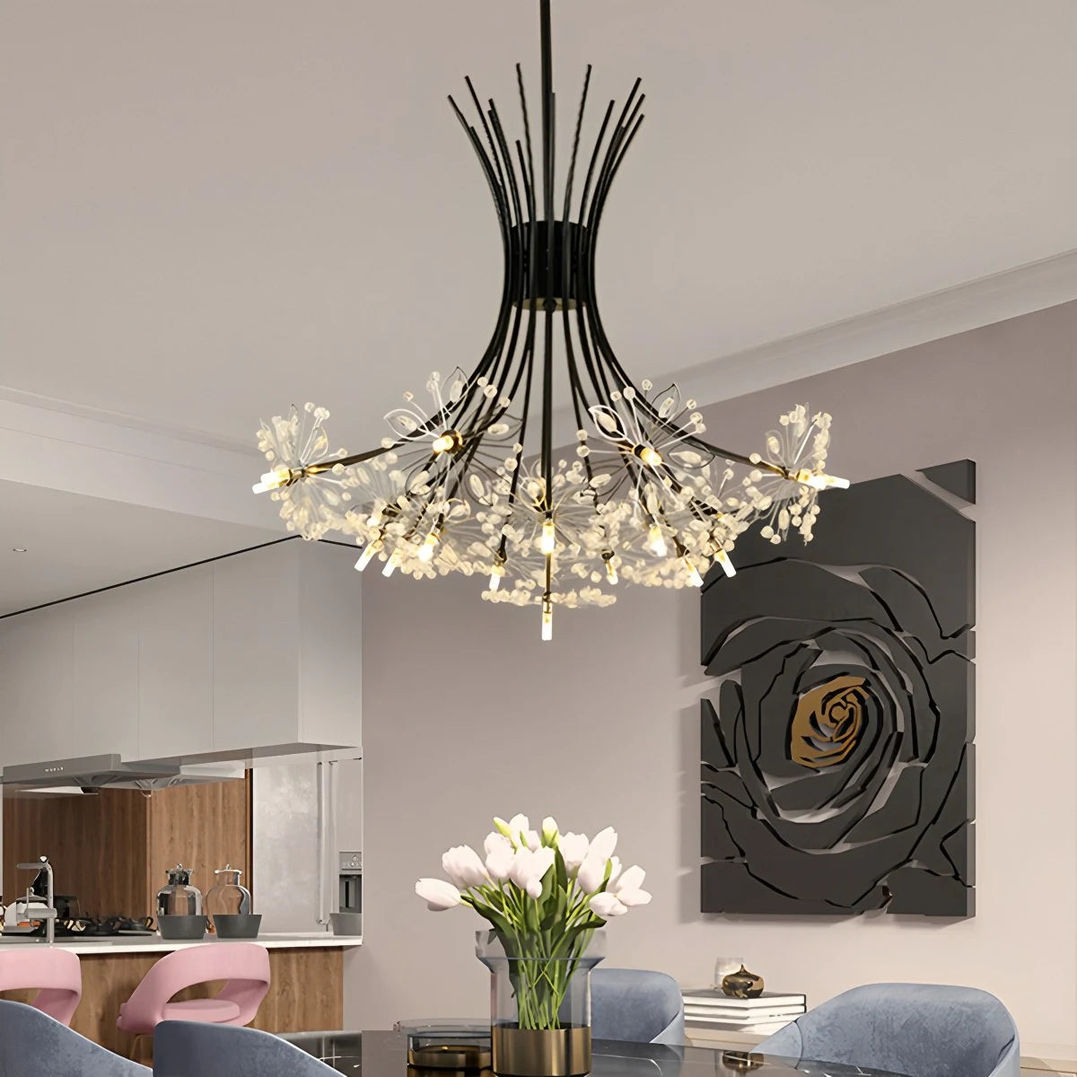Antizer Gypsophila Bouquet Crystal Flower Chandelier