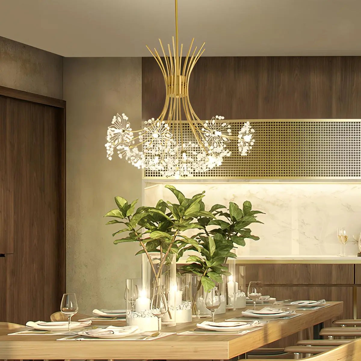Antizer Gypsophila Bouquet Crystal Flower Chandelier