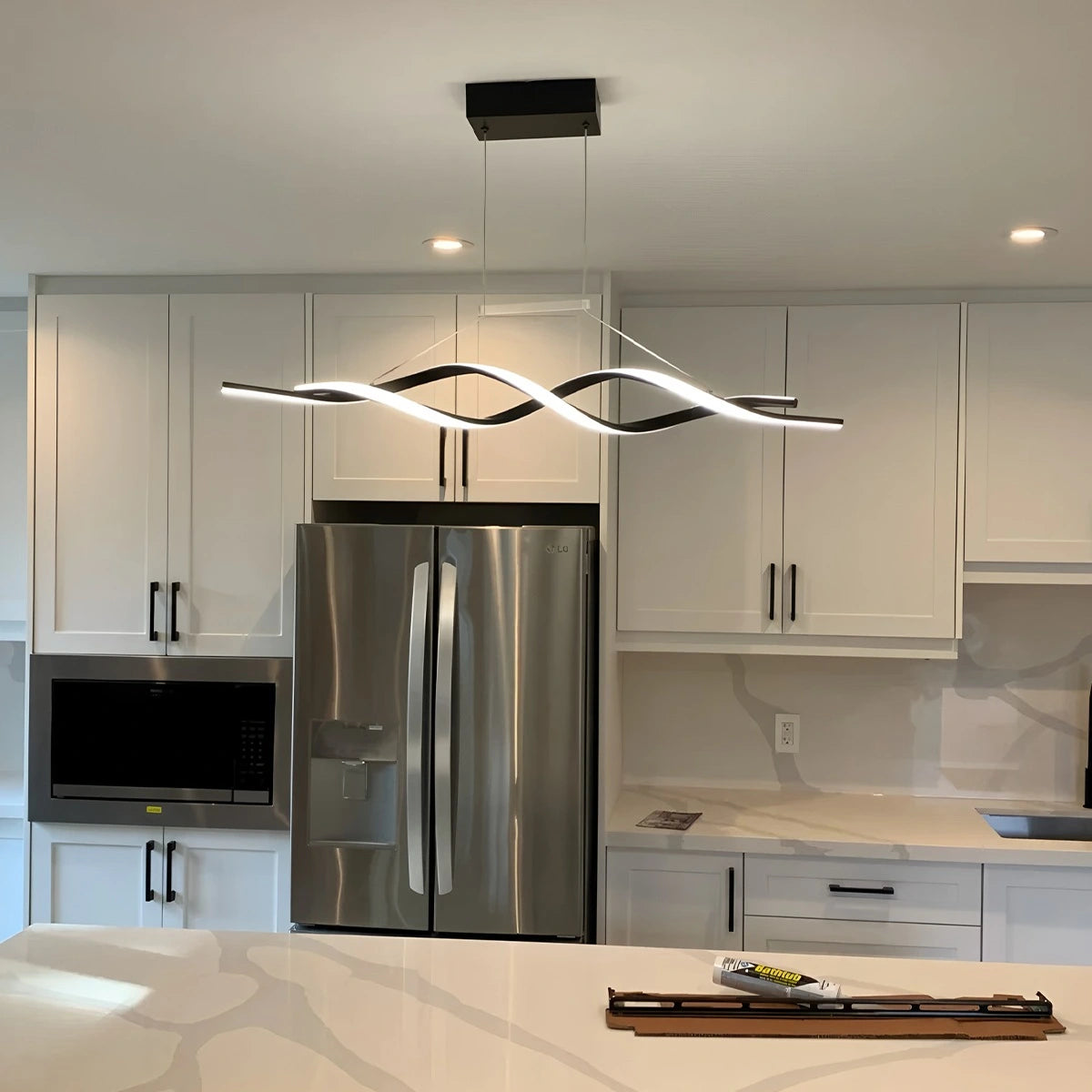 Antizer LED Linear Wave Chandelier for Dining Room