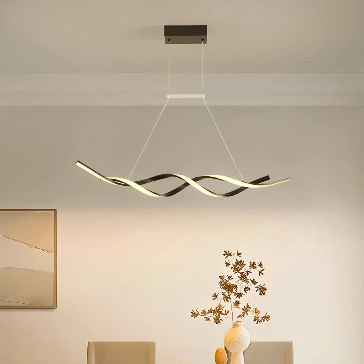 Antizer LED Linear Wave Chandelier for Dining Room