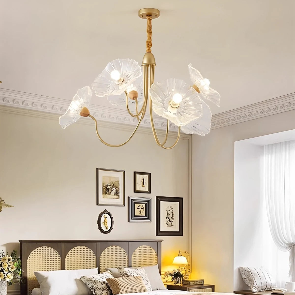 Antizer Lotus Leaf Glass Chandelier for Living Room