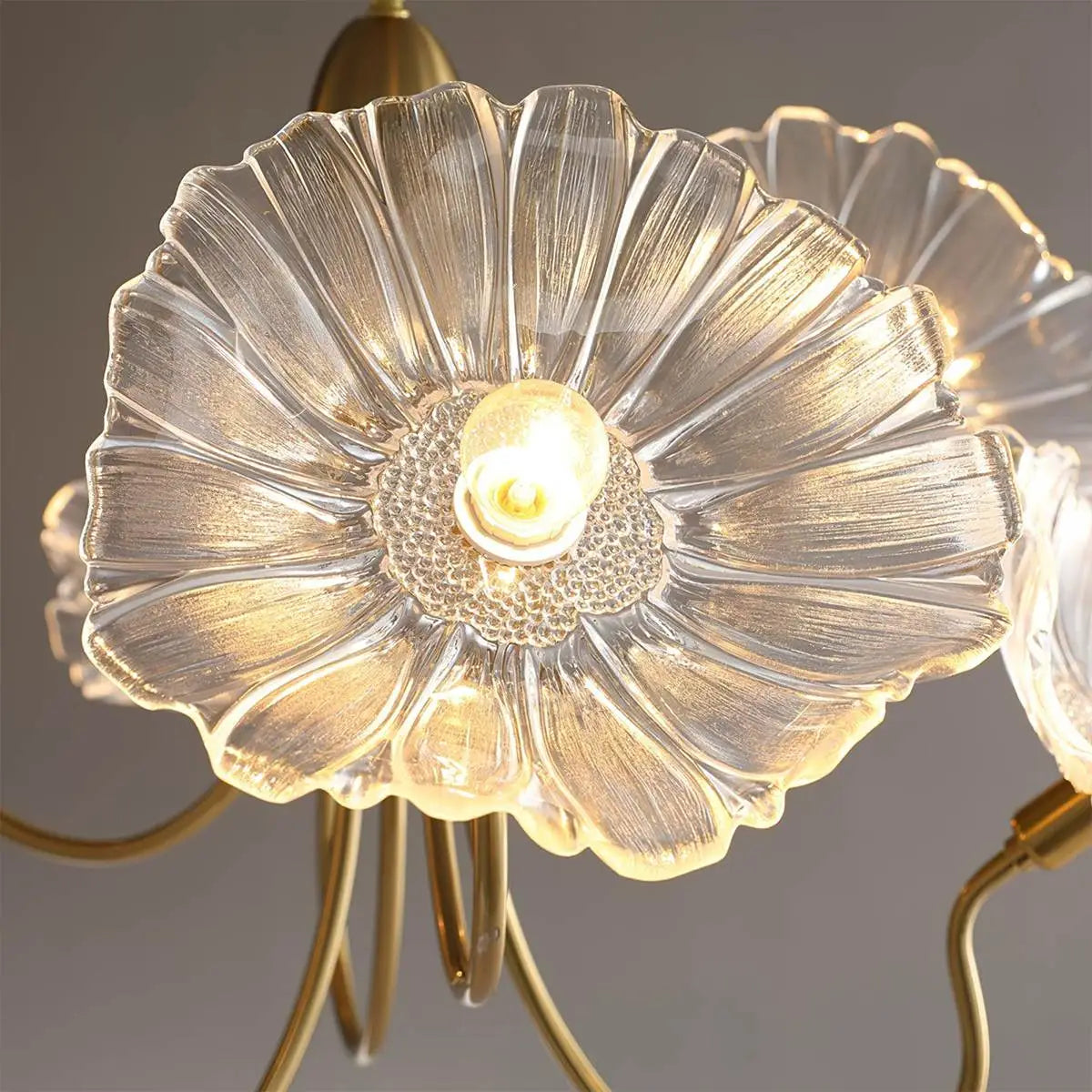 Antizer Lotus Leaf Glass Chandelier for Living Room