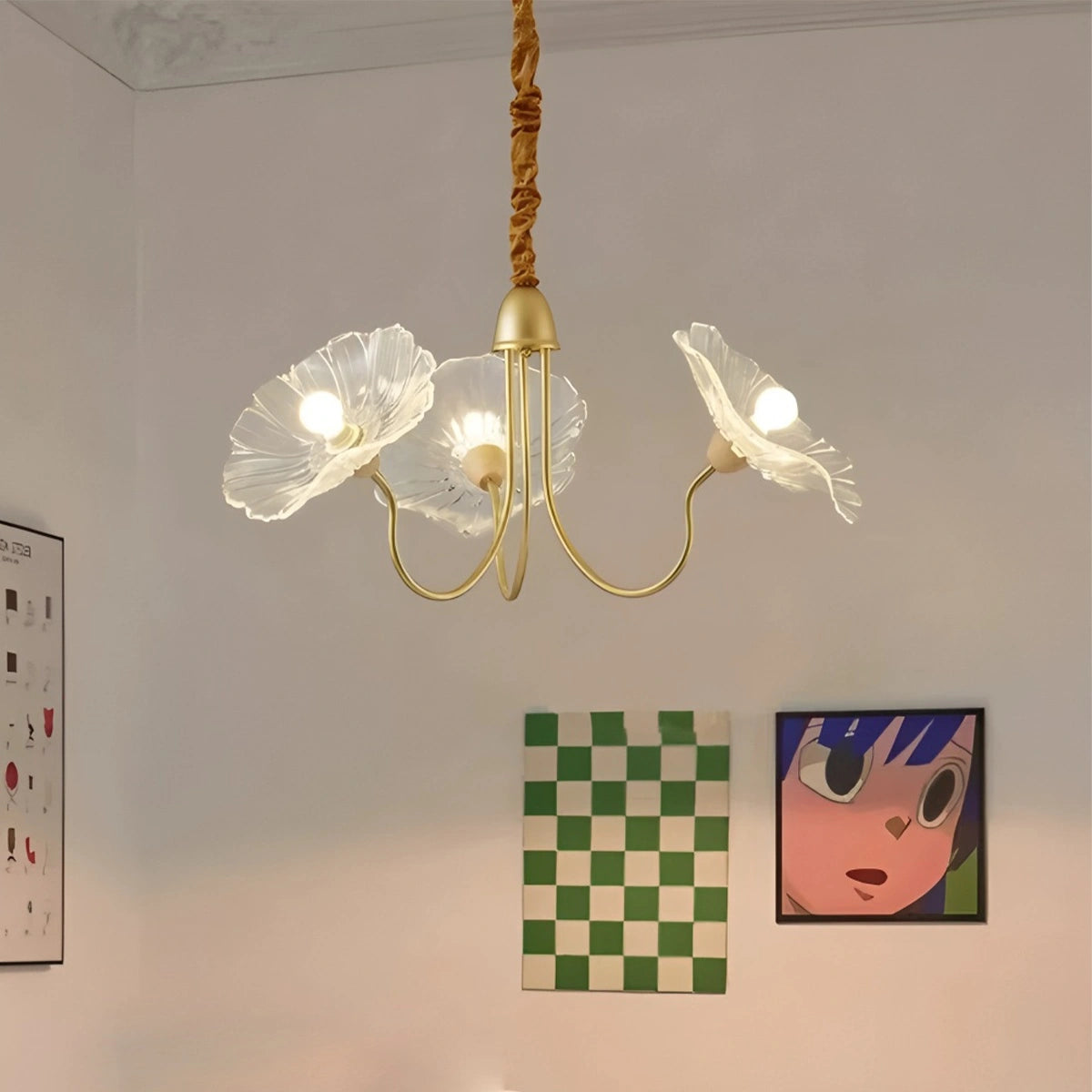 Antizer Lotus Leaf Glass Chandelier for Living Room