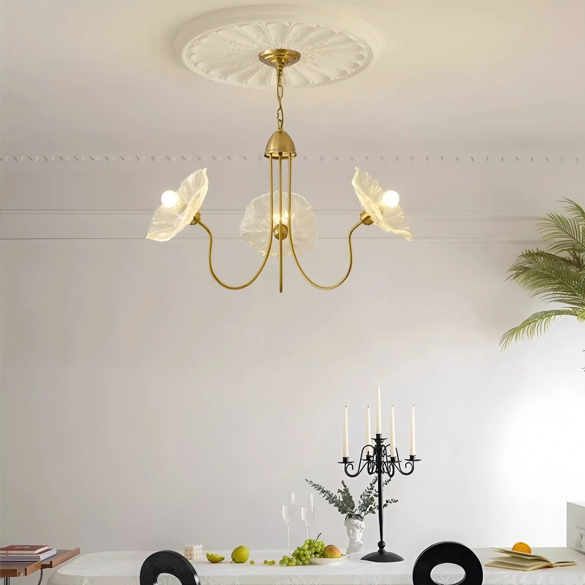 Antizer Lotus Leaf Glass Chandelier for Living Room