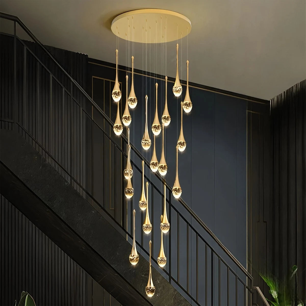 Antizer Luxury Water Drop Pendant Chandelier for Living Room
