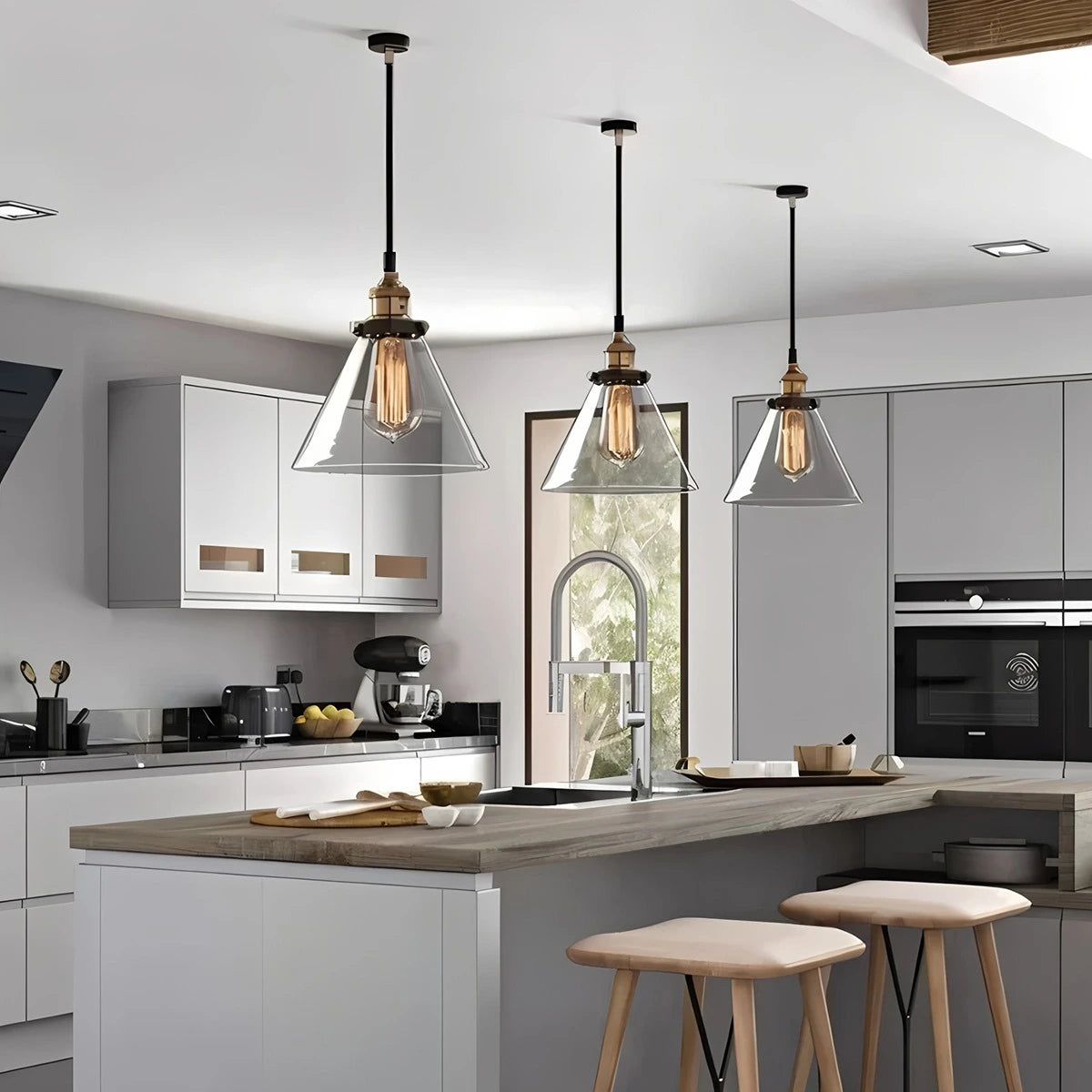 Antizer Mabel Glass Pendant Light for Kitchen Island