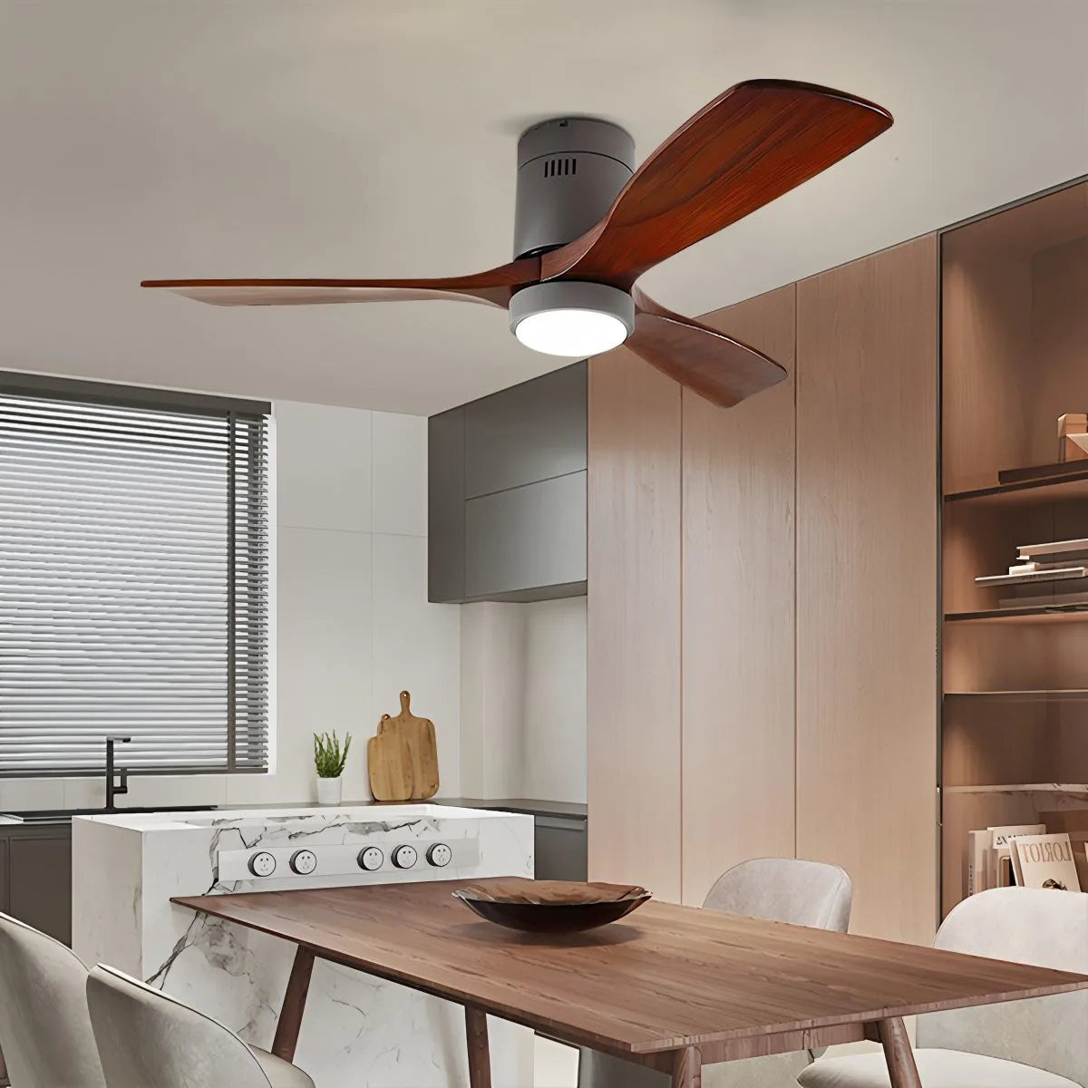 Antizer Mid-century Modern Hugger Ceiling Fan Lamp