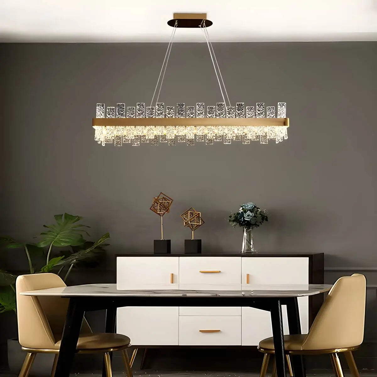 Antizer Modern Frosted Glass Crystal Chandelier