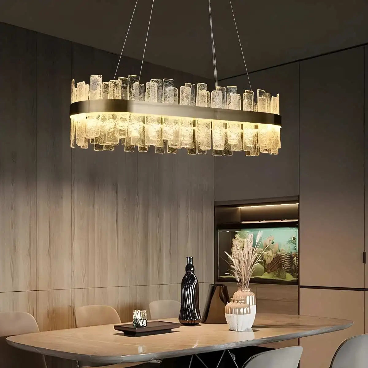 Antizer Modern Frosted Glass Crystal Chandelier
