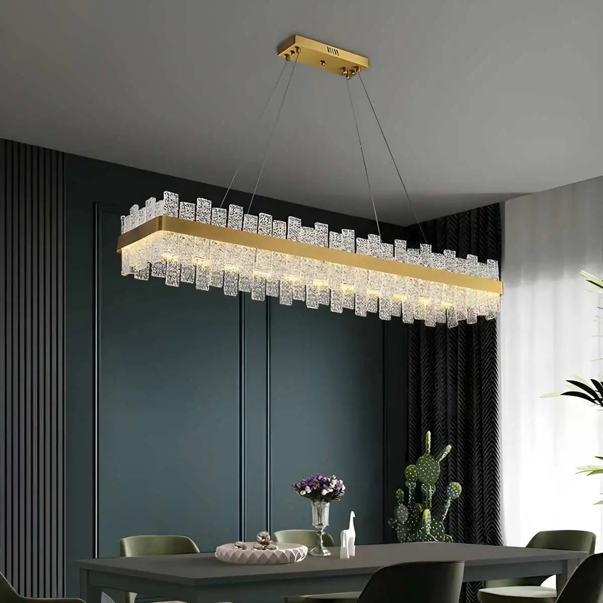 Antizer Modern Frosted Glass Crystal Chandelier