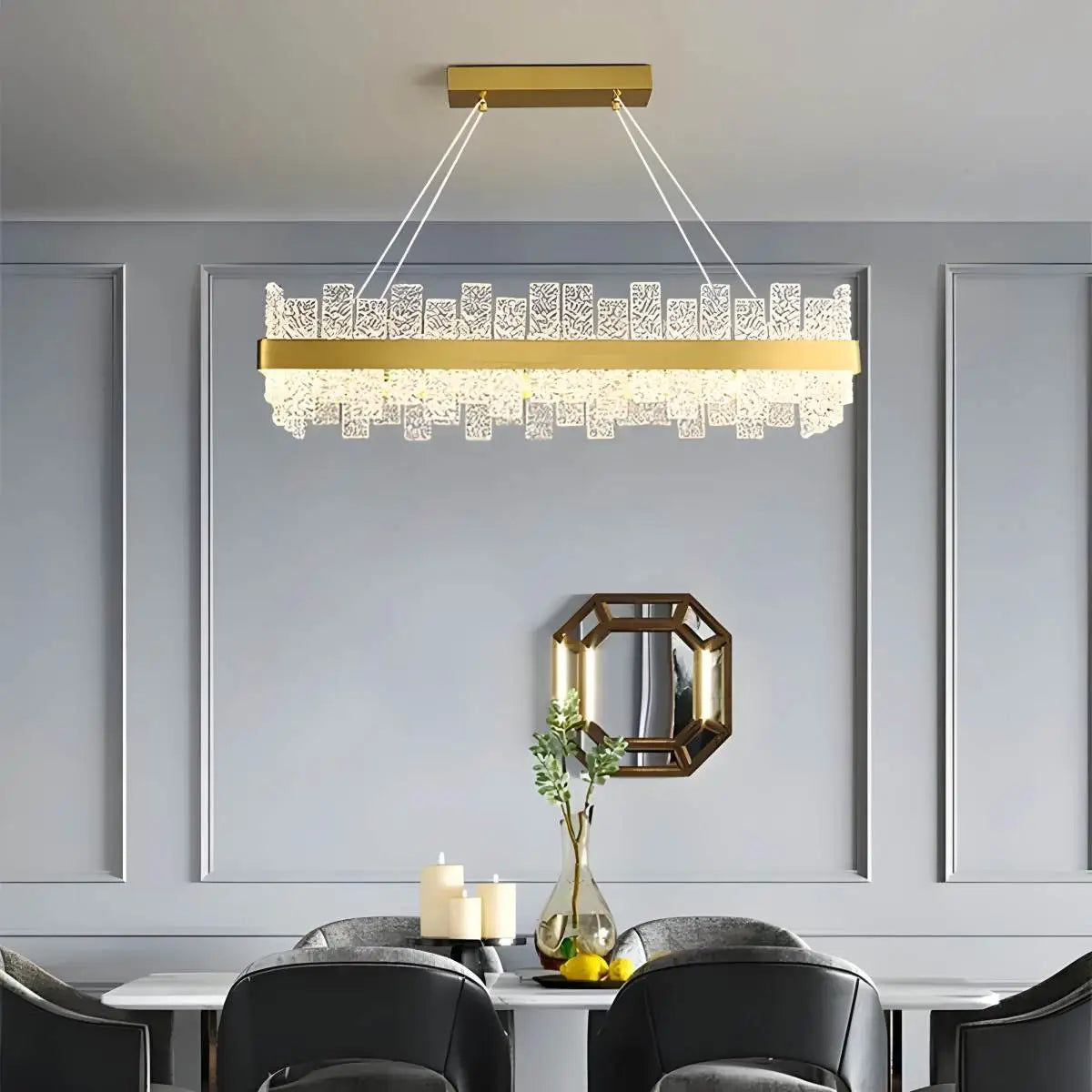 Antizer Modern Frosted Glass Crystal Chandelier