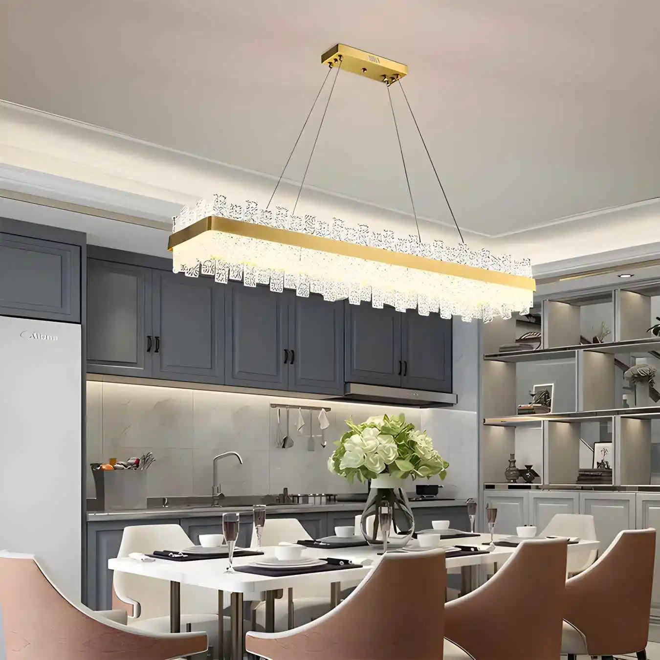 Antizer Modern Frosted Glass Crystal Chandelier