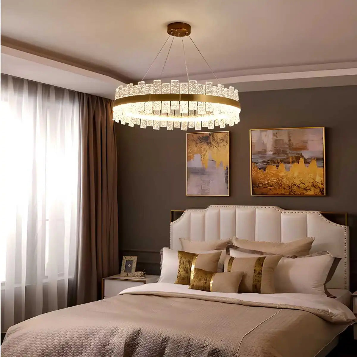 Antizer Modern Frosted Glass Crystal Chandelier