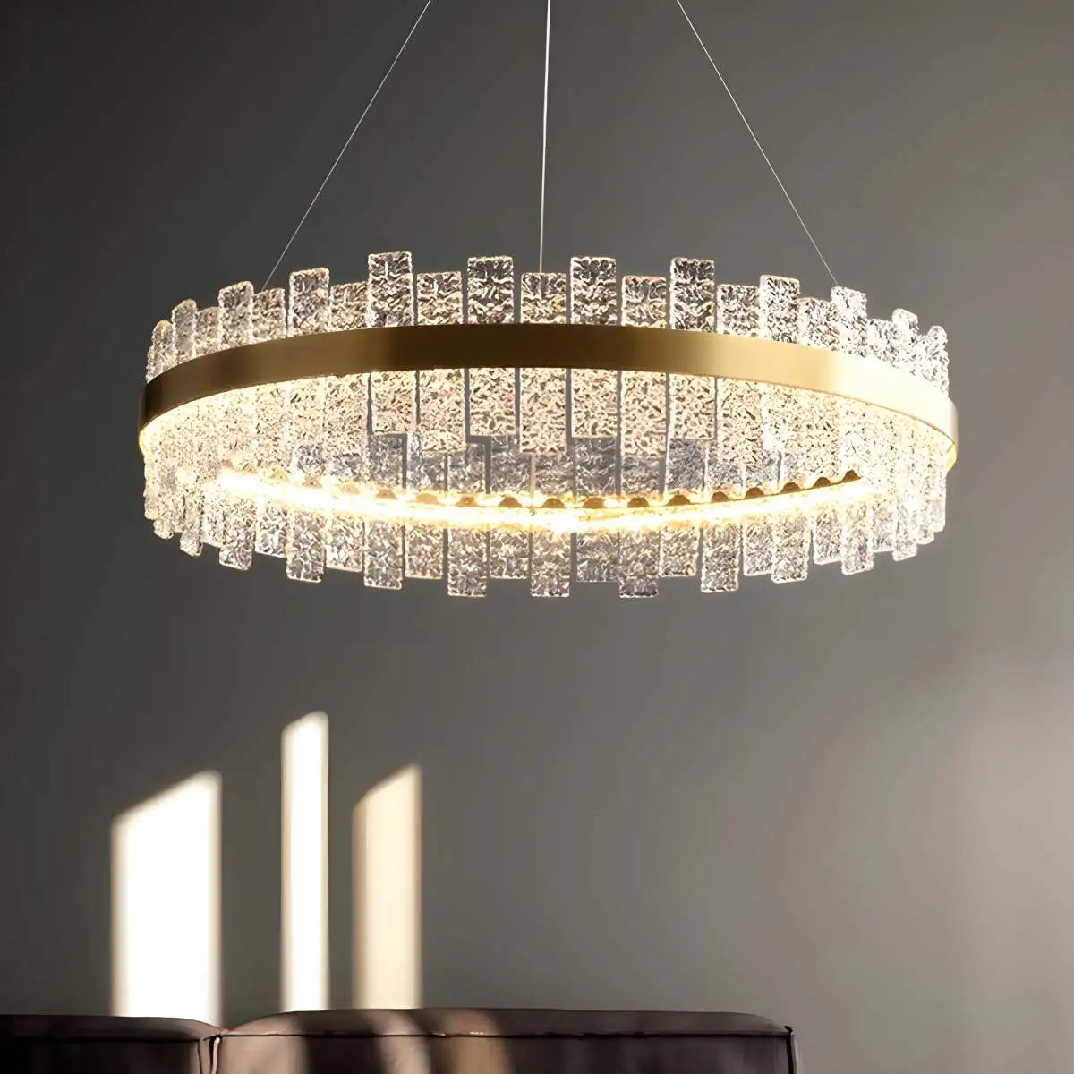 Antizer Modern Frosted Glass Crystal Chandelier