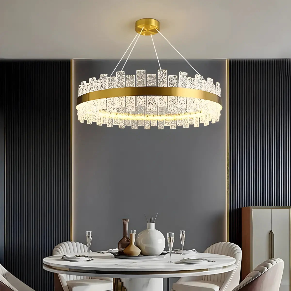 Antizer Modern Frosted Glass Crystal Chandelier