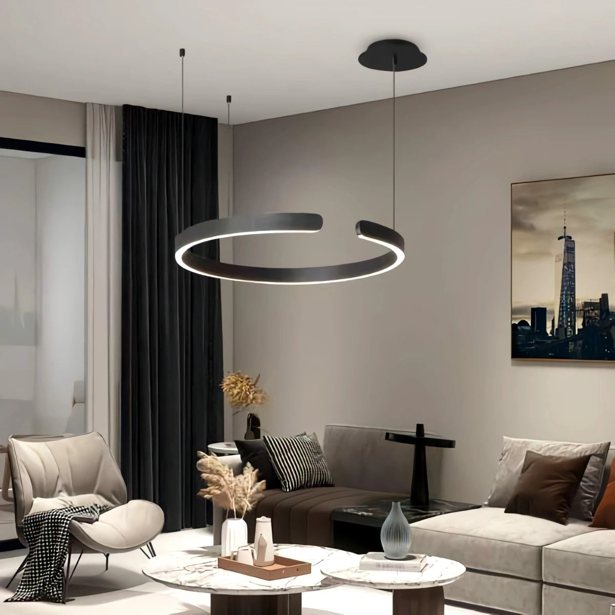 Antizer Modern Ring LED Chandelier for Living Room