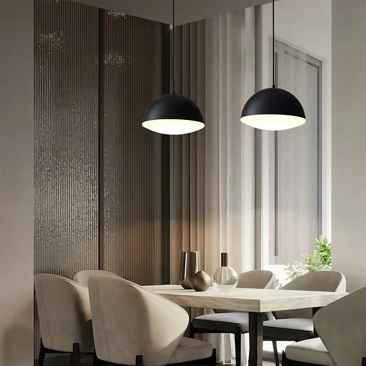 Antizer Nordic Minimalist Black Semi-Circular Pendant Light