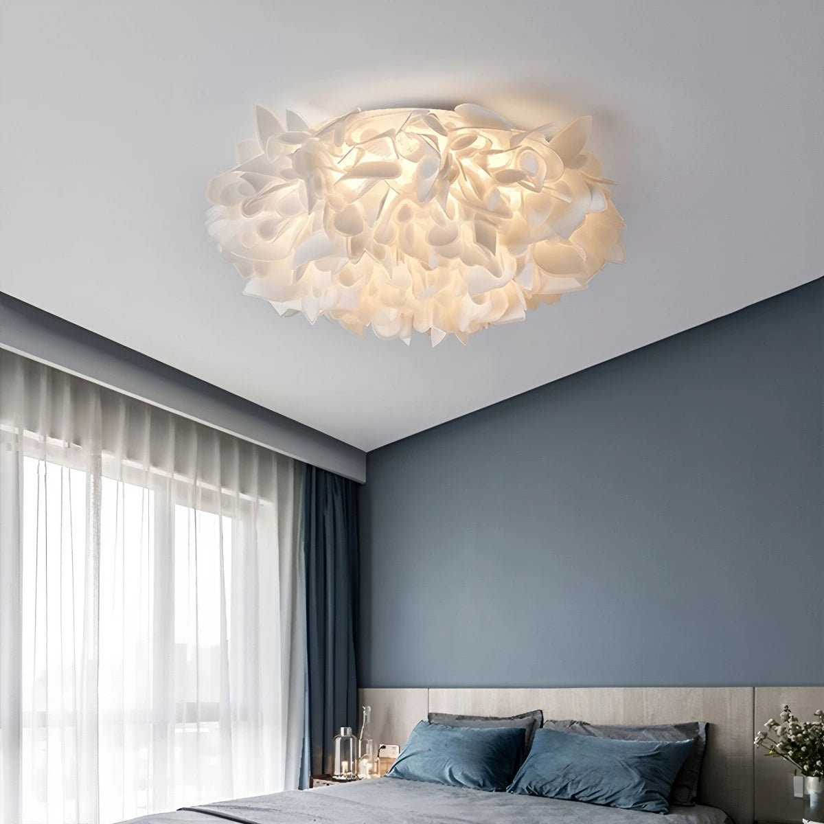 Antizer White Flower-Shaped Flush Mount Ceiling Light