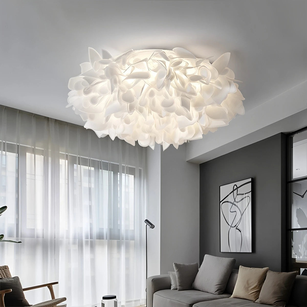 Antizer White Flower-Shaped Flush Mount Ceiling Light