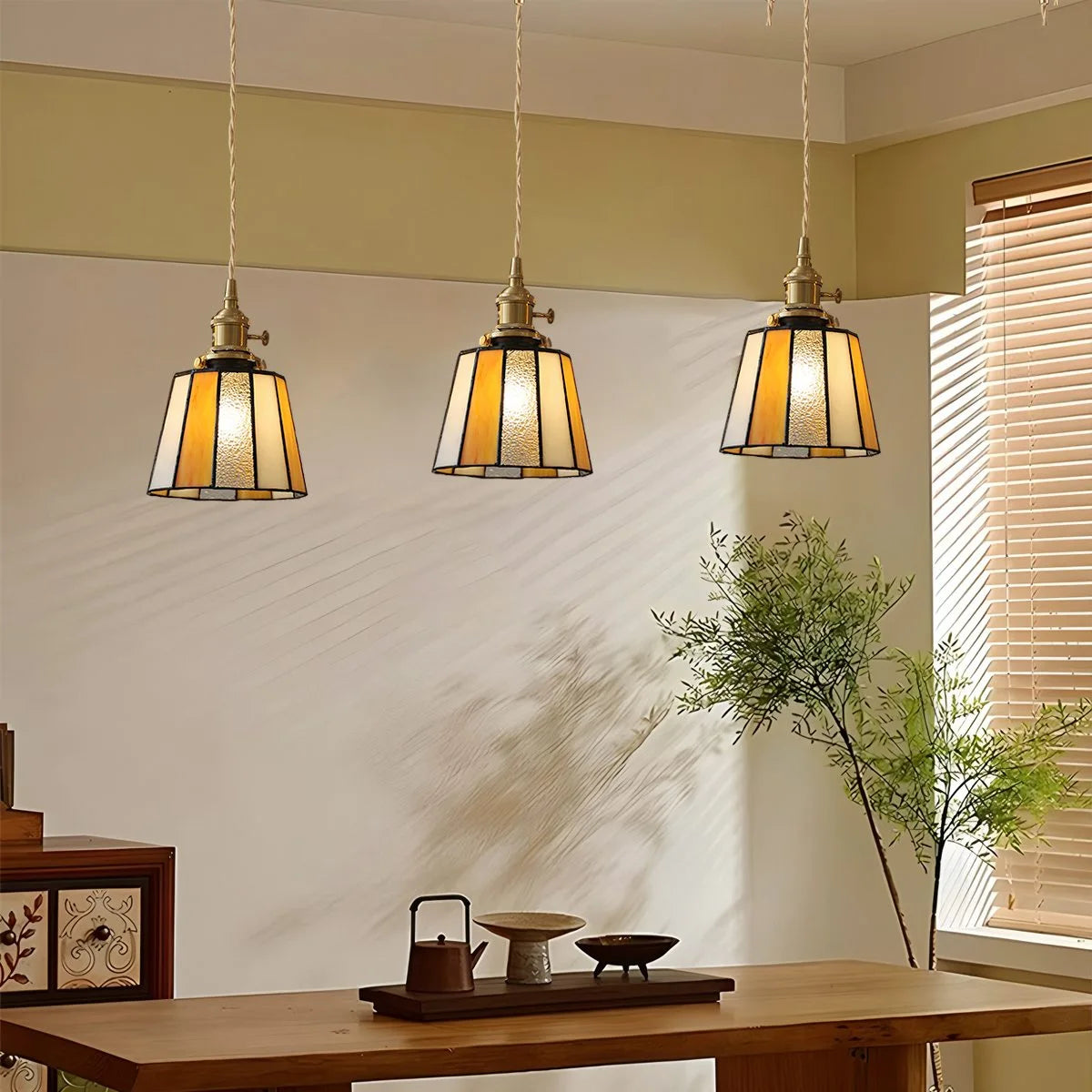 Antizer Vintage Brass Glass Pendant Light