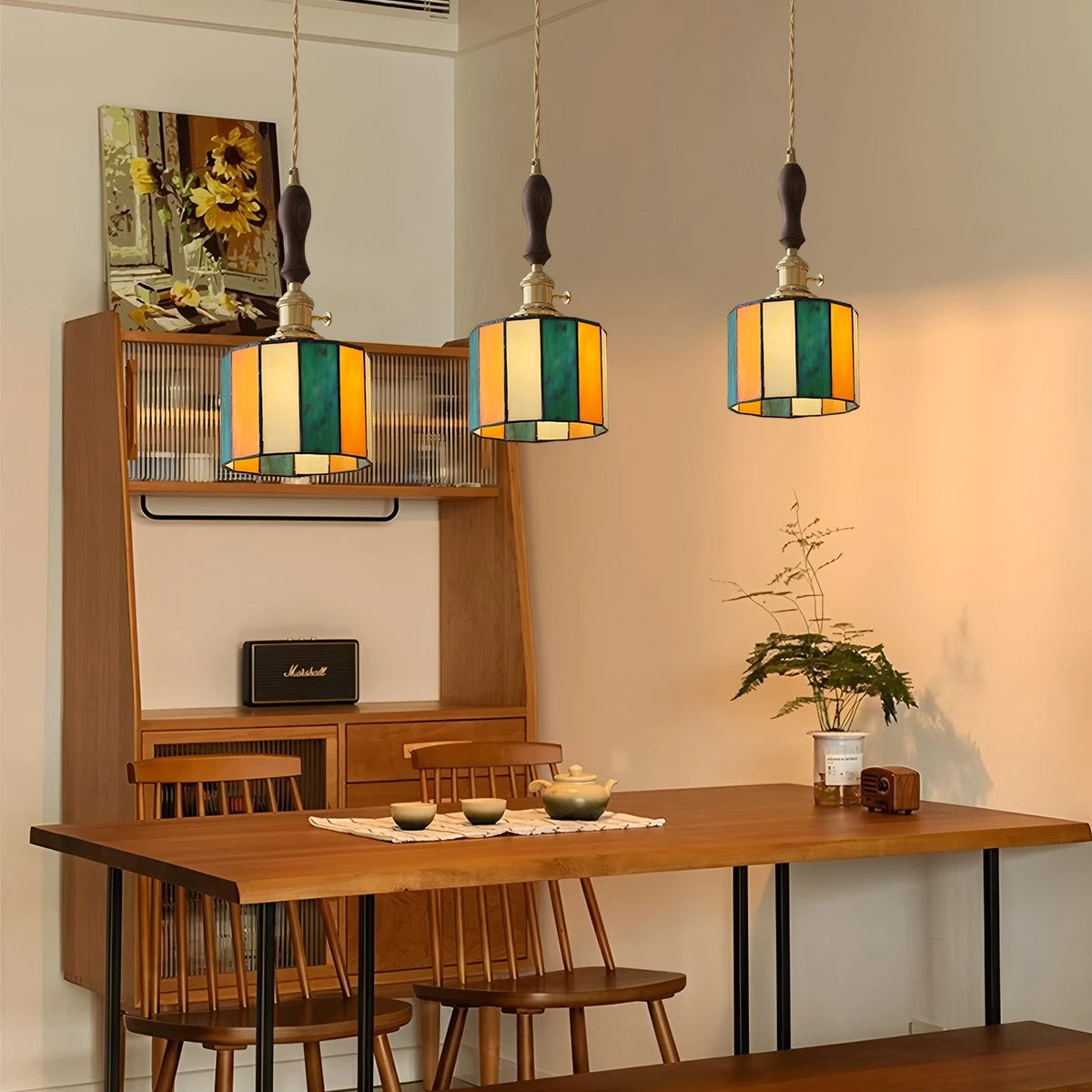 Antizer Vintage Brass Glass Pendant Light