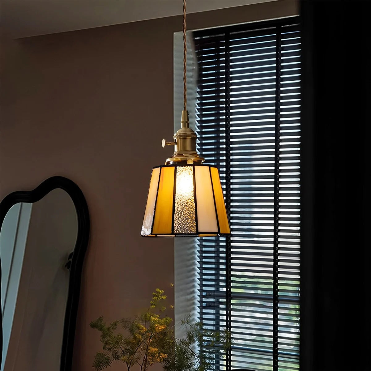 Antizer Vintage Brass Glass Pendant Light