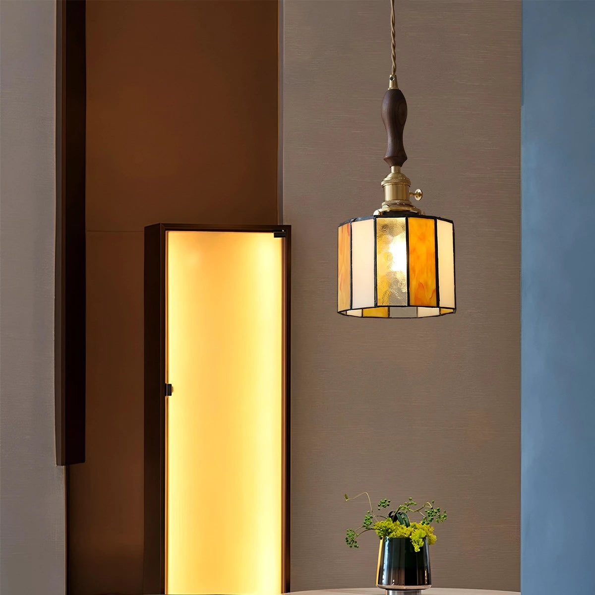 Antizer Vintage Brass Glass Pendant Light