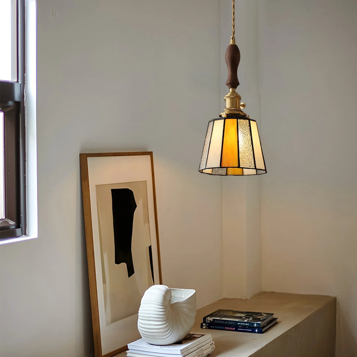 Antizer Vintage Brass Glass Pendant Light