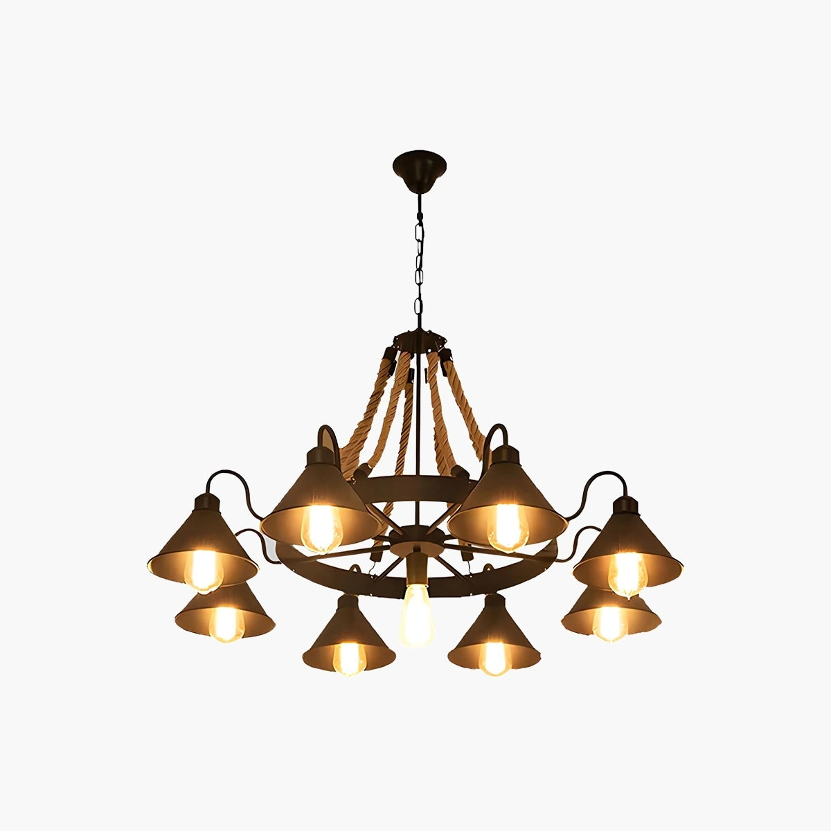 Antizer Vintage Industrial Rope Chandelier for Dining Area