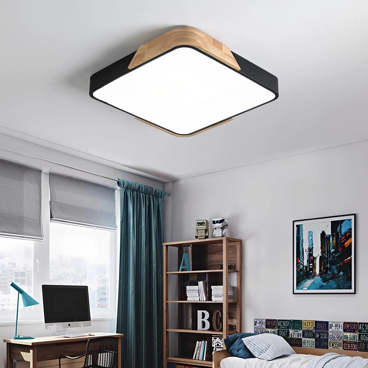 Antizer Minimalist Wood Ceiling Light for Bedroom