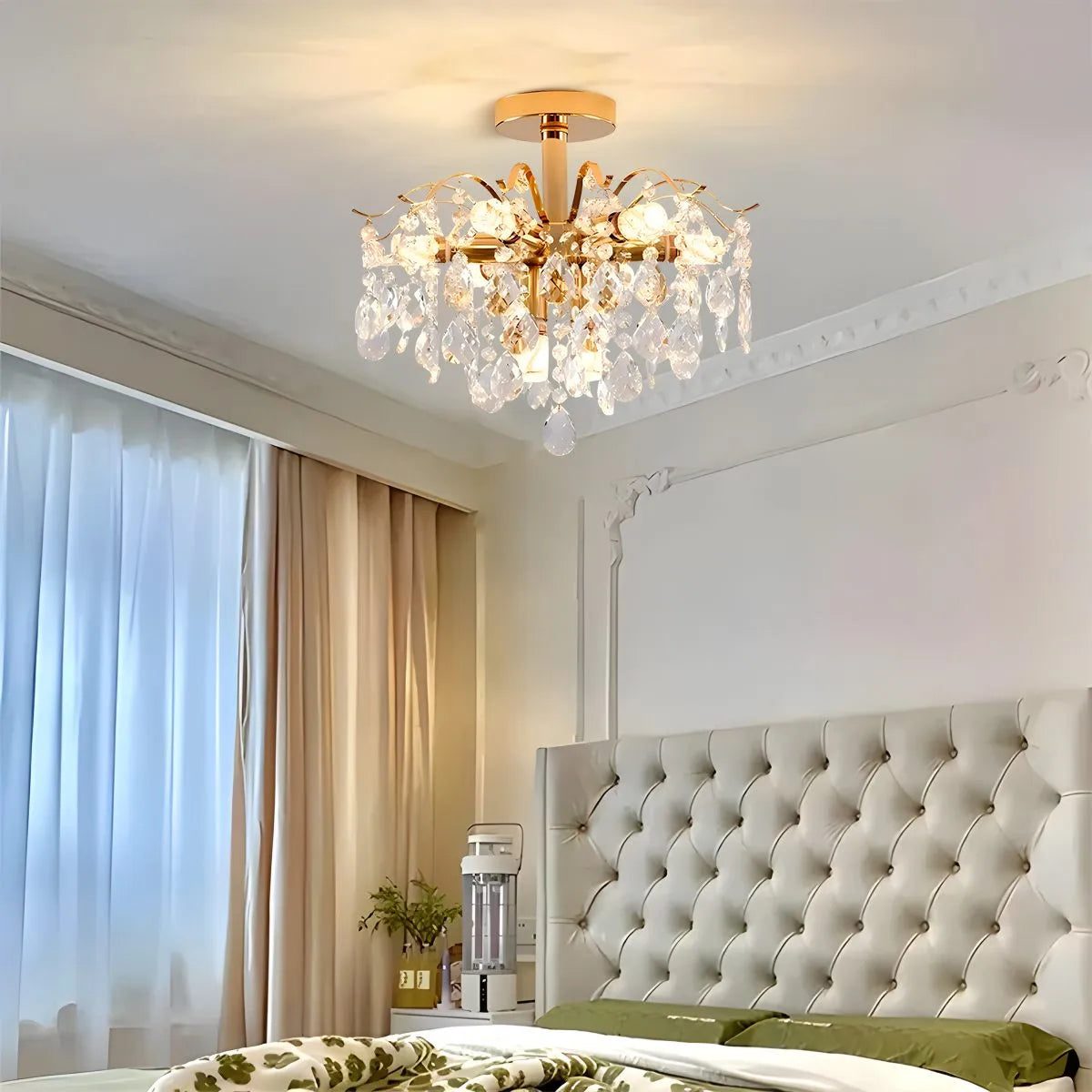 Antizer French Vintage Crystal Ceiling Chandelier