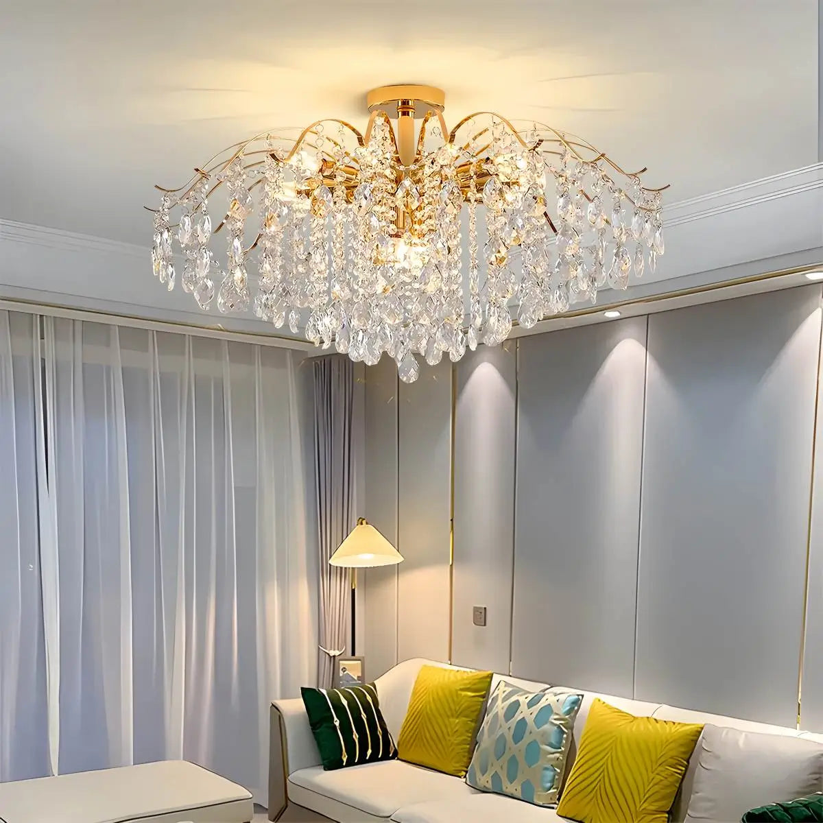 Antizer French Vintage Crystal Ceiling Chandelier
