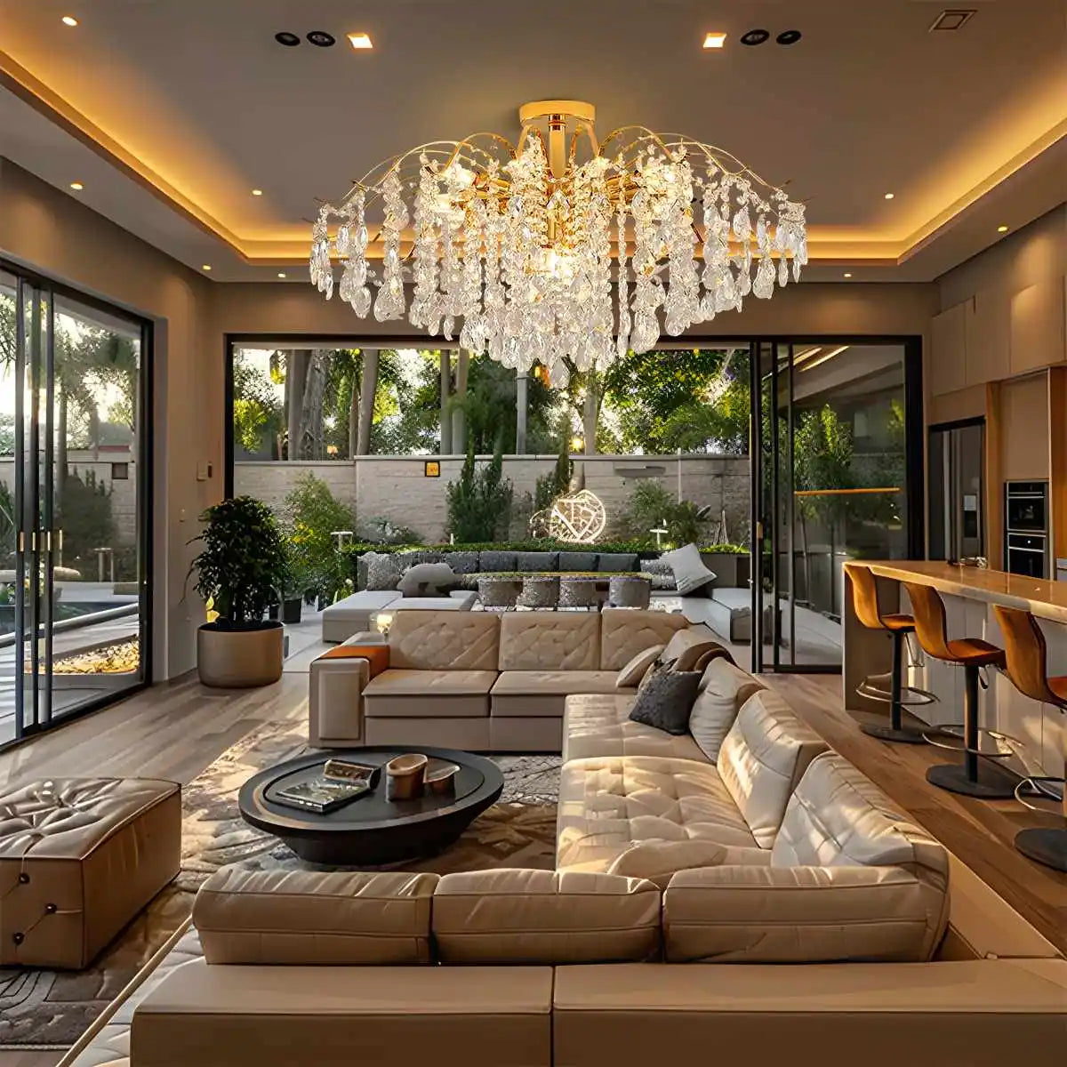 Antizer French Vintage Crystal Ceiling Chandelier