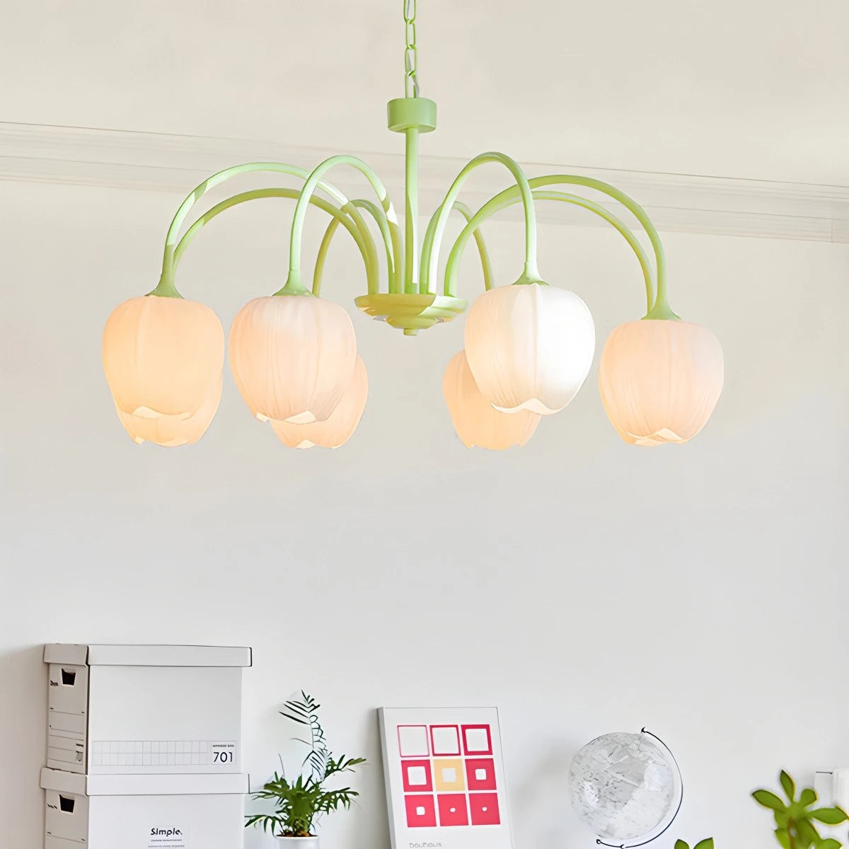 Antizer French Romance Tulip Matcha Chandelier