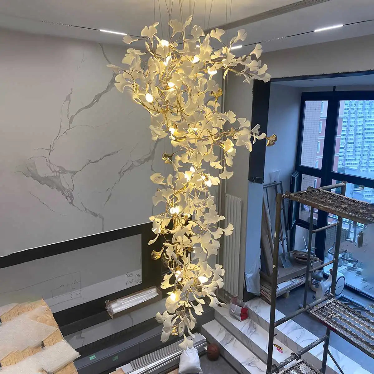 Antizer Large Ginkgo Leaf Chandelier