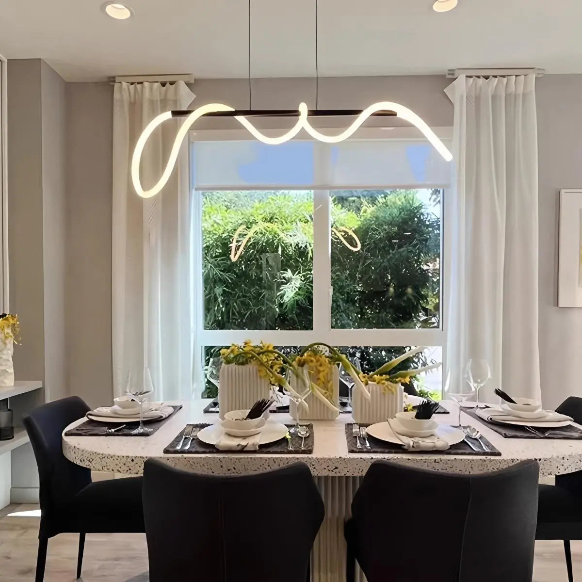 Antizer Modern Long Hose Led Pendant Light for Dining Room