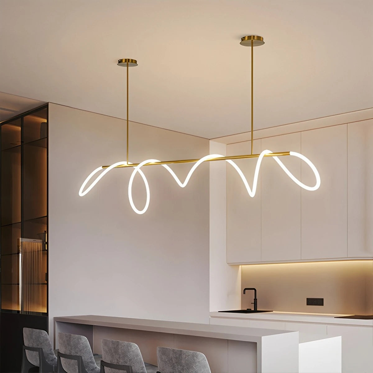 Antizer Modern Long Hose Led Pendant Light for Dining Room
